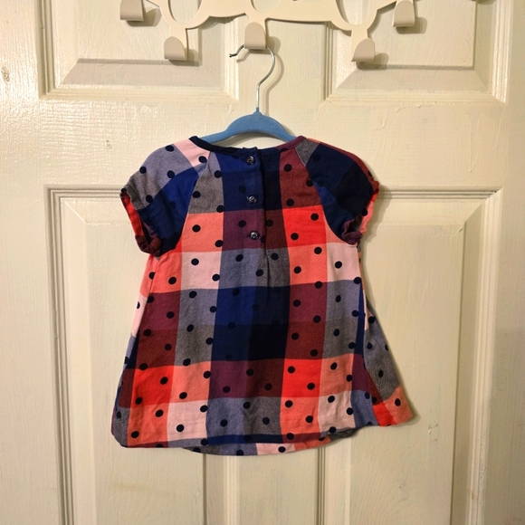 Tommy Hilfiger Red and Blue Plaid Polkadot Dress Size 6-9M - Picture 2 of 3